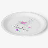 水彩ラマ子供の誕生日パーティー ペーパープレート (アングル)