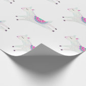 水彩ラマ子供の誕生日パーティー ラッピングペーパー (角)