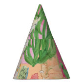 水彩ラマ、サボテン：シームレスパターン。 パーティーハット (右)