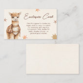 水彩ラマ ボホ ベージュ ベビーシャワー エンクロージャーカード (正面/裏面)