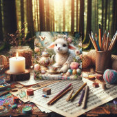 水彩ラムパステルイースターティーパーティー シーズンカード