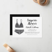 水彩ランジェリーシャワーブライダルシャワー招待状 ノートカード (正面/裏面インサイチュ)