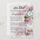 水彩ランタンと花の結婚式後パーティー 招待状 (正面)