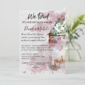 水彩ランタンと花の結婚式後パーティー 招待状 (スタンド正面)