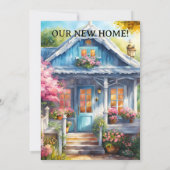 水彩ランタンフラワーフォト引っ越し祝いパーティー 招待状