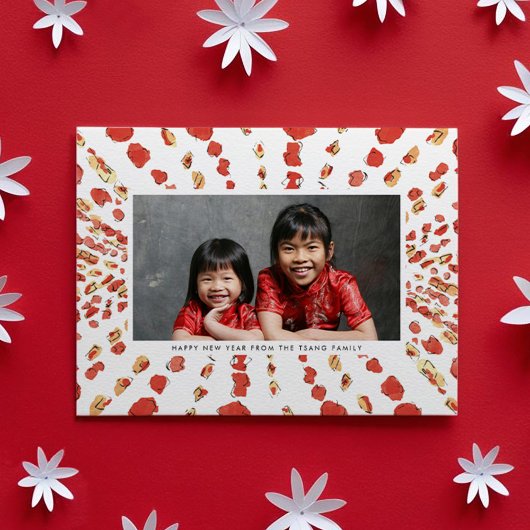 水彩ランタン中国の旧正月の写真 シーズンカード