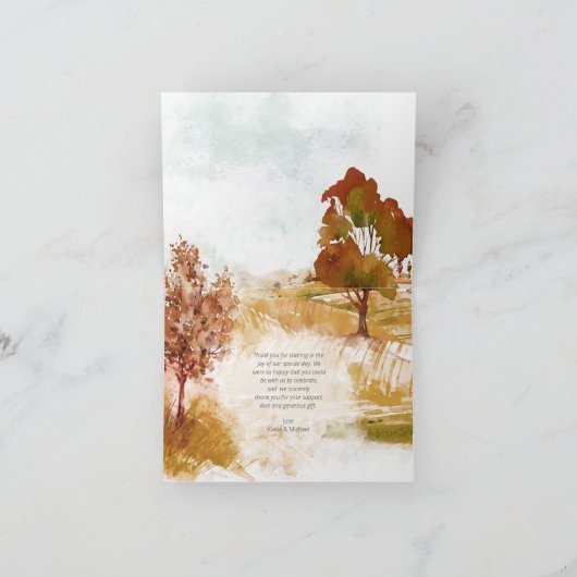 水彩ランドスケープありがとう秋の金ゴールドID786 カード (内部)
