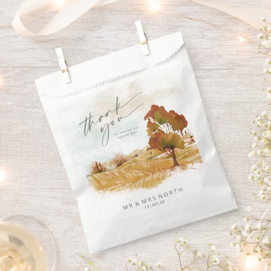 水彩ランドスケープありがとう秋の金ゴールドID786 フェイバーバッグ (クリップ留めされた状態)