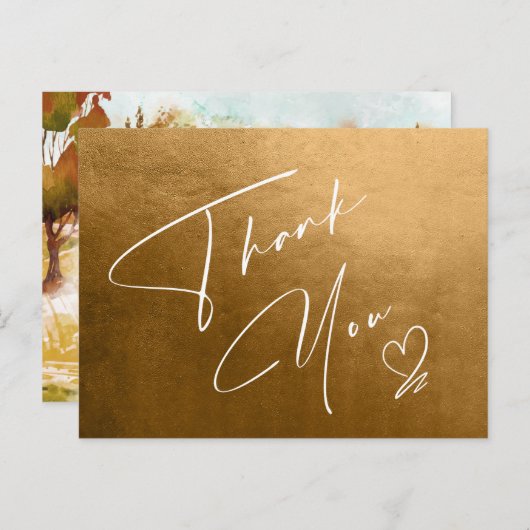 水彩ランドスケープありがとう秋の金ゴールドID786 案内ポストカード (正面/裏面)