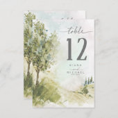 水彩ランドスケープテーブル番号セージ緑ID786 招待状 (正面/裏面)