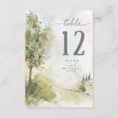 水彩ランドスケープテーブル番号セージ緑ID786 招待状 (正面)