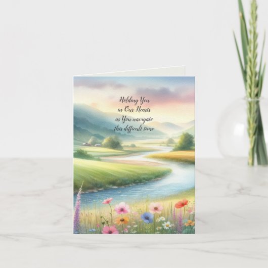 水彩ランドスケープ悔やみや弔慰 サンキューカード (正面)