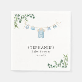 水彩ランドリーブルーベビーシャワー スタンダードカクテルナプキン