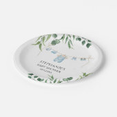 水彩ランドリーブルーベビーシャワー ペーパープレート (アングル)