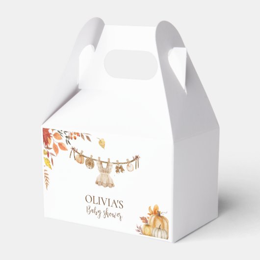 水彩ランドリー秋ボホグリーンリーベビーシャワー フェイバーボックス (正面サイド)