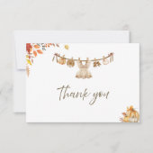 水彩ランドリー秋ボホベイビーシャワー サンキューカード (正面)