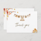 水彩ランドリー秋ボホベイビーシャワー サンキューカード (正面/裏面)