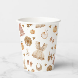 水彩ランドリー秋ボホベイビーシャワー 紙コップ