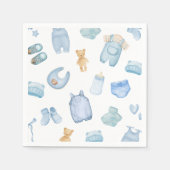 水彩ランドリー青い緑のベビーシャワー スタンダードカクテルナプキン (正面)