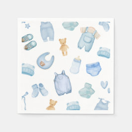 水彩ランドリー青い緑のベビーシャワー スタンダードカクテルナプキン