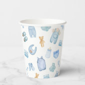 水彩ランドリー青い緑のベビーシャワー 紙コップ (裏面)