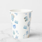 水彩ランドリー青い緑のベビーシャワー 紙コップ (左)