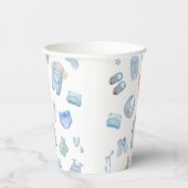 水彩ランドリー青い緑のベビーシャワー 紙コップ (右)