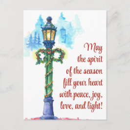 水彩ランプポストフェスティバルクリスマス シーズンポストカード