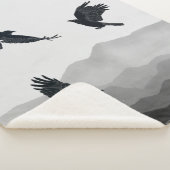 水彩ラヴェンズクロウズブラックバード野生動物 シェルパブランケット (3/4)