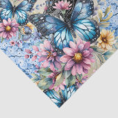 水彩ラヴェンブルーアジサイ&蝶 薄葉紙 (詳細)