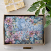 水彩ラヴェンブルーアジサイ&蝶 薄葉紙 (ギフト)