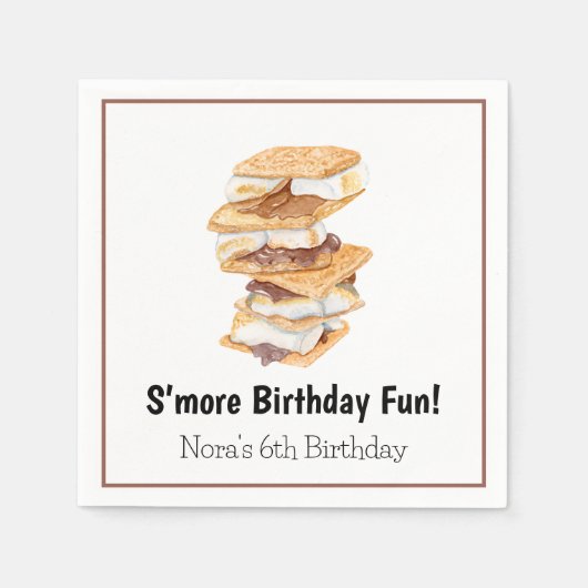 水彩リアリスティックSモーレス6誕生日 スタンダードカクテルナプキン (正面)