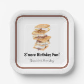 水彩リアリスティックSモーレス6誕生日 ペーパープレート (正面)