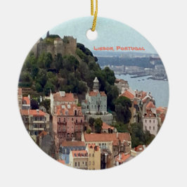 水彩リスボンスカイライン セラミックオーナメント