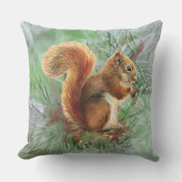 水彩リス動物の自然アート クッション