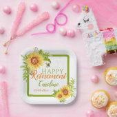 水彩リタイアメントフローラひまわり ペーパープレート (パーティー)