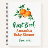 水彩リトルかわいこちゃんオレンジベビーシャワーゲスト ノートブック (正面)