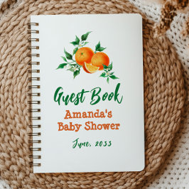 水彩リトルかわいこちゃんオレンジベビーシャワーゲスト ノートブック