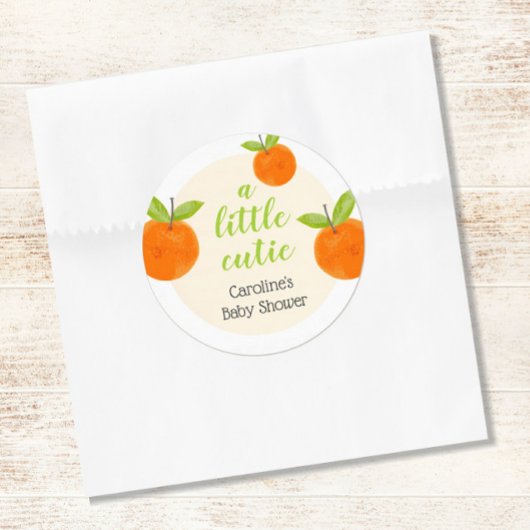水彩リトルかわいこちゃんオレンジ赤ちゃんシャワー ラウンドシール