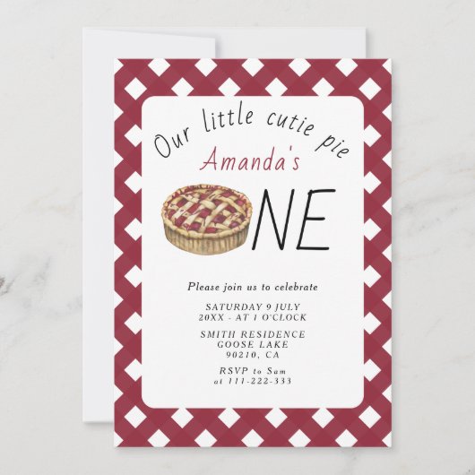 水彩リトルかわいこちゃんパイ子供の誕生日 招待状 (正面)