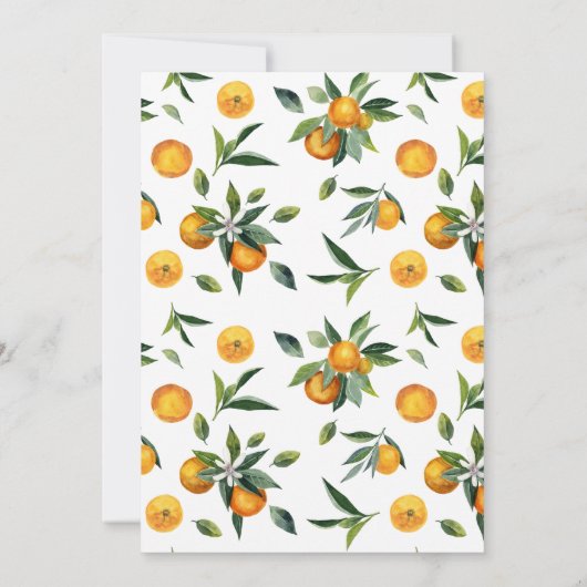 水彩リトルかわいこちゃん柑橘類オレンジベビーシャワー 招待状 (裏面)
