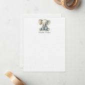 水彩リトルエレファントパーソナライズされた ノートカード (正面/裏面インサイチュ)