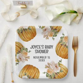 水彩リトルカボチャ秋ベビーシャワー ペーパープレート