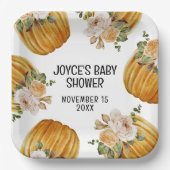 水彩リトルカボチャ秋ベビーシャワー ペーパープレート (正面)