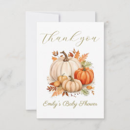 水彩リトルカボチャ赤ちゃんシャワーフラット サンキューカード