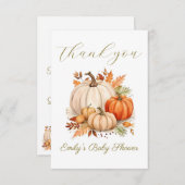 水彩リトルカボチャ赤ちゃんシャワーフラット サンキューカード (正面/裏面)
