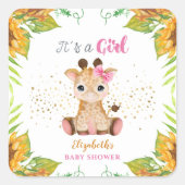 水彩リトルキリン野生の花赤ちゃんシャワー スクエアシール (正面)