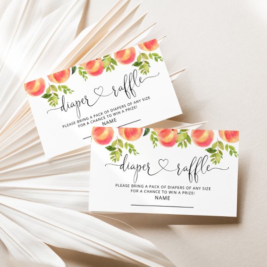 水彩リトルピーチおむつラッフルチケット エンクロージャーカード