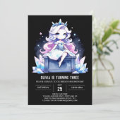 水彩リトルプリンセス誕生日 招待状 (スタンド正面)