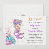 水彩リトルマーメイドベビーシャワー招待状 招待状 (正面/裏面)